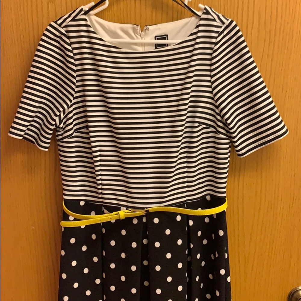 Black and White Striped and Polka Dotted Dress